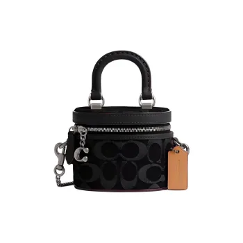 COACH Trail Iconic Denim Handbag Shoulder Bag Crossbody Bag Mini Women's Black