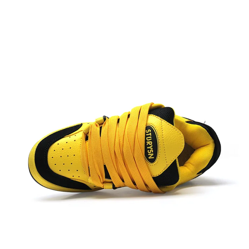 STUR YSN Wear resistant And Lightweight Low Top Skateboard Shoes Unisex Yellow Black-3