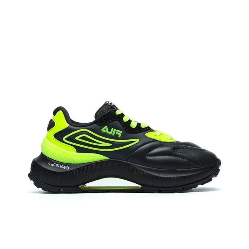 FILA Flusso Icona Anti Slip And Wear Resistant Coverage Low Top Casual Shoes Women's Black Green-1