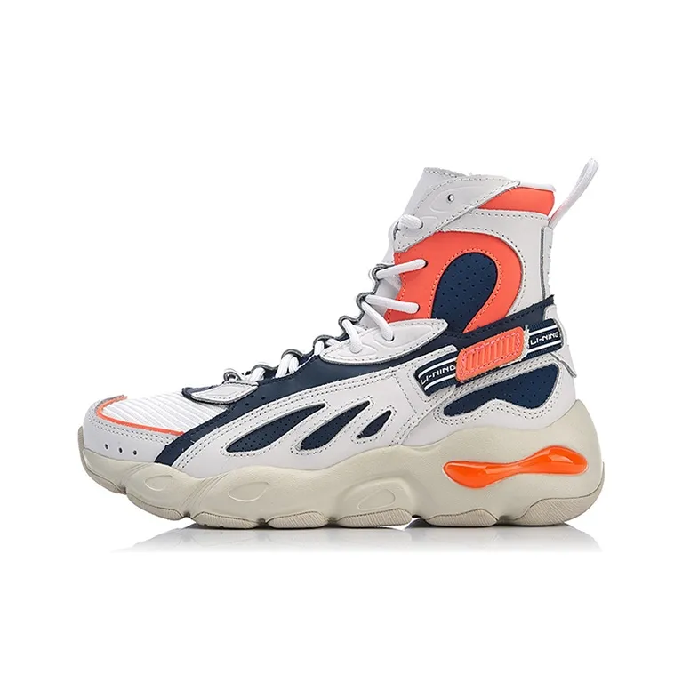 X girl x LiNing Butterfly Slip Resistant High Top Chunky Sneakers Women's Blue White-0