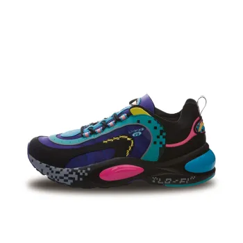 LiNing V8 Anti Slip And Wear Resistant Lightweight Low Top Running Shoes Black Blue Red