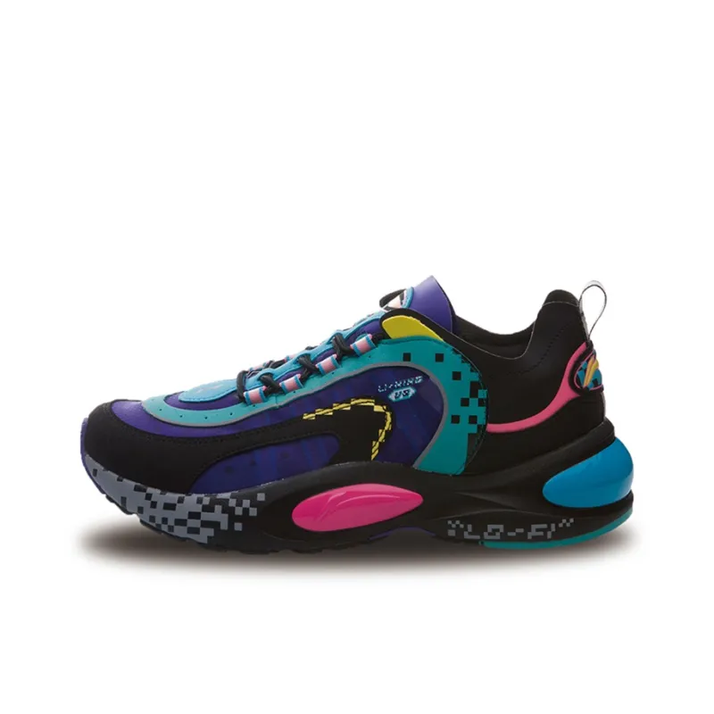 LiNing V8 Slip Resistant, Abrasion Resistant, Lightweight Low Top Running Shoes Men's Black Blue Red-0