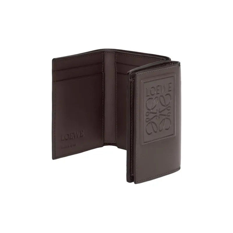 LOEWE Satin With Calfskin Wallet Men's Dark Brown-3