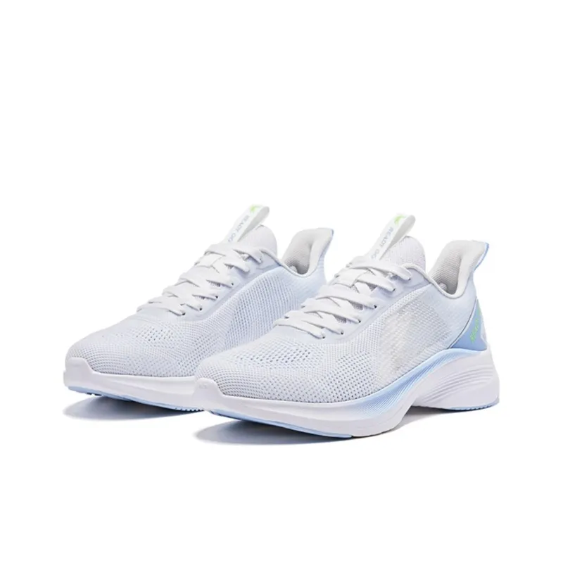 QIAODAN Light Speed 1.0 Cushioned Wear Resistant Breathable Low Top Running Shoes Men's White Blue-2