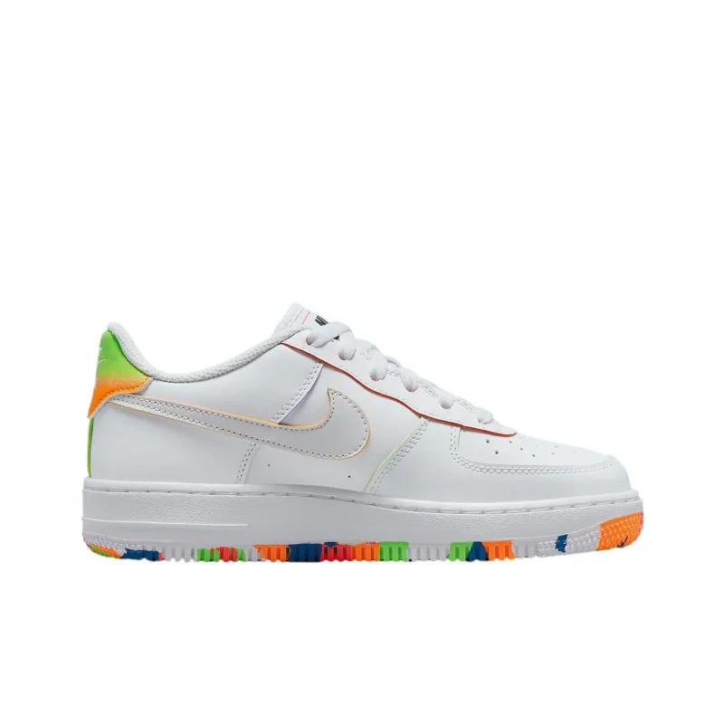 Nike Air Force 1 Ghost Swoosh Wear-resistant And Lightweight Low-Top Skateboard Shoes GS White-1