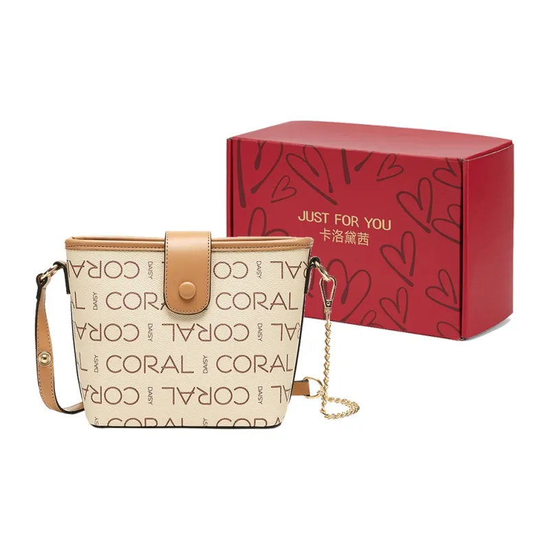 CORALDAISY Synthetic Leather Shoulder Bag Crossbody Bag Women's Ecru/Coffee-12