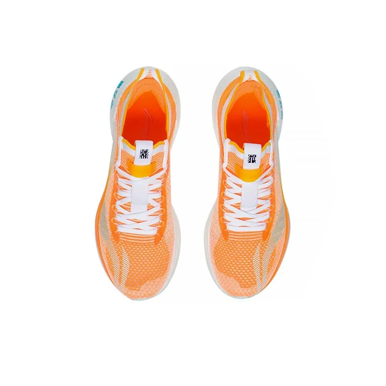 LINING Jueying Essential Running Shoes Men Low Top Neon Sweet Orange/Standard White-3