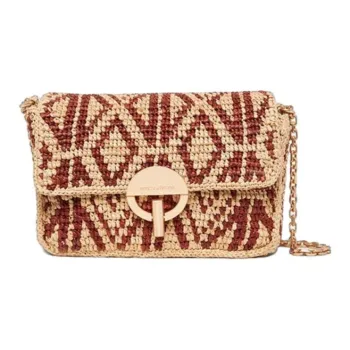 Vanessa Bruno Raffia Shoulder Bag Crossbody Bag Medium Size Women's Chestnut