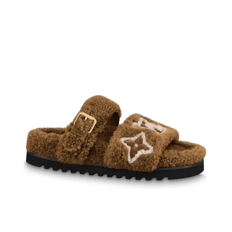 LOUIS VUITTON Paseo Comfort Odor Resistant Slide Slippers Women's Brown-1