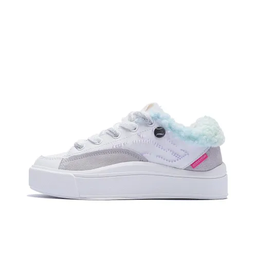 LINING Disney Skateboard Shoes Women's Low-Top Standard White/Light Smoke Gray/Bright Pink