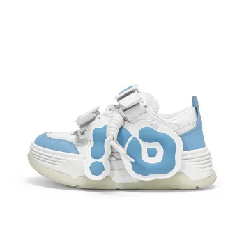 CN Skate Panda Anti Slip And Wear Resistant Lightweight Height Increasing Low Top Skateboard Shoes Unisex White Blue