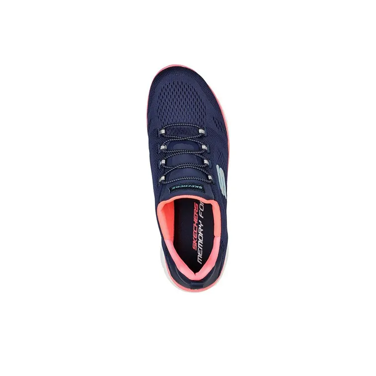 Skechers Summits Cushioned Slip-Resistant Abrasion-Resistant Low-Top Casual Shoes Women's Blue Pink-2