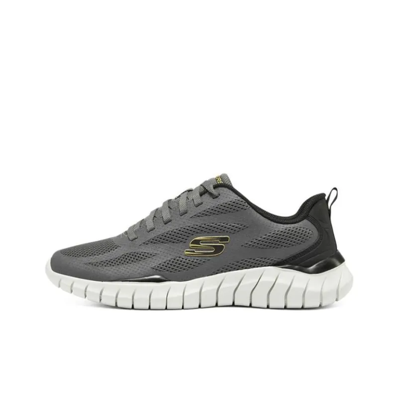 Skechers Overhaul 2.0 Breathable Lightweight Low Top Casual Shoes Men's Gray Black-0