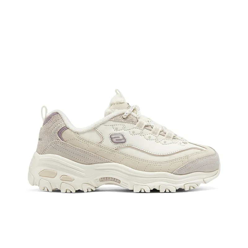 Skechers DLITES Cushioning Anti Slip Wear Resistant Breathable Coverage Warm Low Top Chunky Sneakers Women's Ecru-1