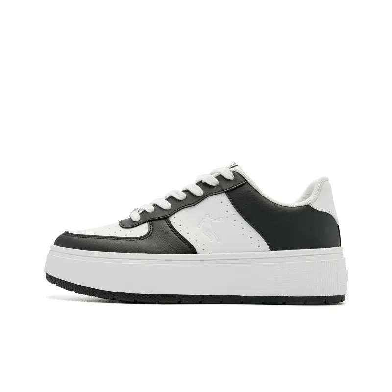 QIAODAN Five Centimeters Skateboard Shoes Women's Low Top Black/Jordan White-0