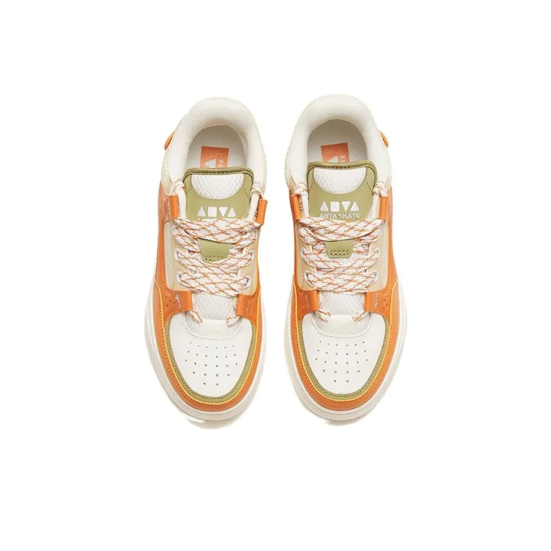Anta AOJIE Slip Resistant, Abrasion Resistant, Lightweight Low Top Skateboard Shoes Women's White Brown-2