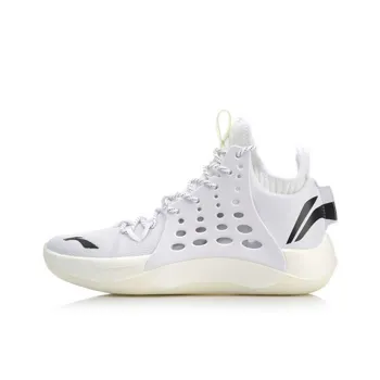 LiNing SONIC 7 Non-slip Wear-resistant Shock Absorption Mid-Top Performance Basketball Shoes White Black