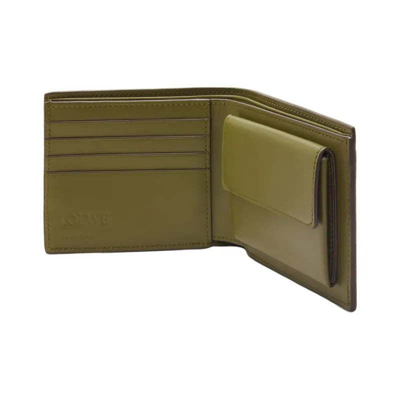 LOEWE Grained Calfskin Wallet Men's Olive Green-2