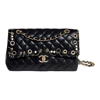 CHANEL Classic Flap CF Diamond Pattern Lambskin Flap Bag, Chain Bag, Crossbody Bag, Shoulder Bag Women's Black