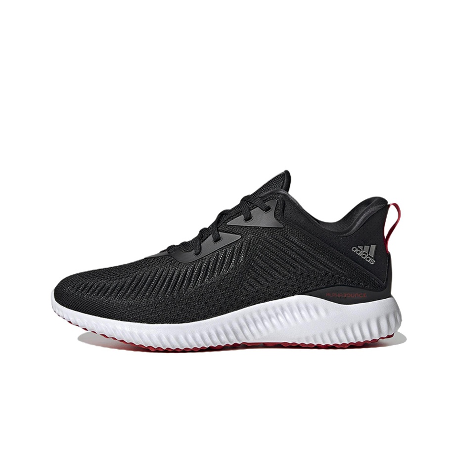 Adidas AlphaBounce Running Shoes Unisex Low Top Black White POIZON