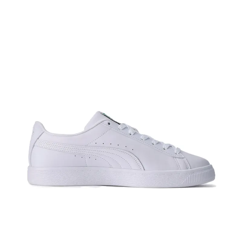 PUMA Basket Classic Anti Slip Wear Resistant Low Top Skateboard Shoes Unisex White Green-1