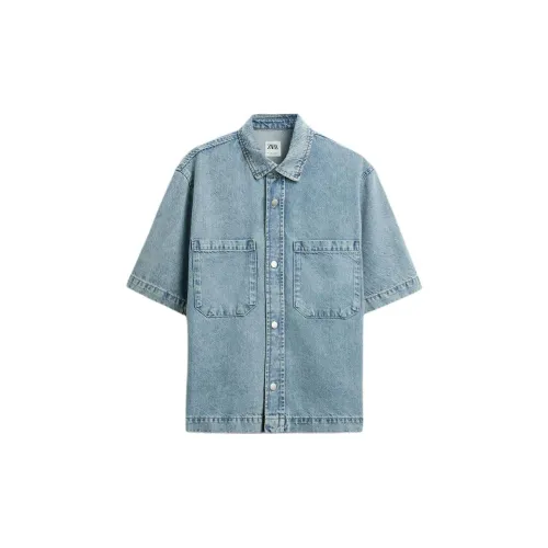 ZARA Shirts Men Blue