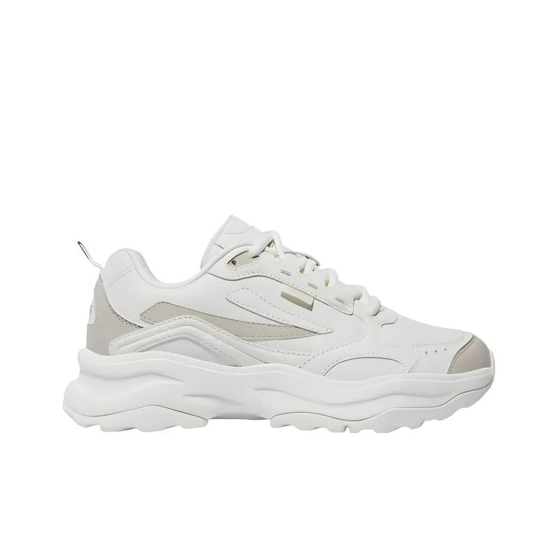 FILA Wood Block Cushioning Anti Slip And Wear Resistant Low Top Sports Casual Shoes Unisex White Gray Korean Style-1