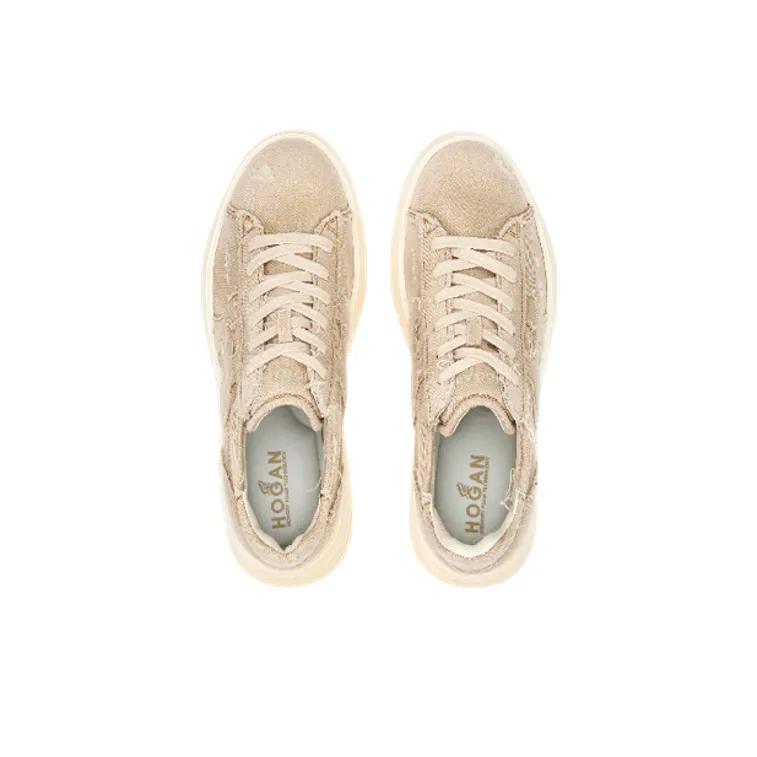 HOGAN Rebel Wear-Resistant Low-Top Sports Casual Shoes Women's Beige-3