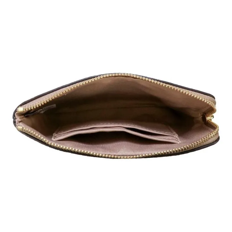 COACH Corner Zip Leather Wrist Bag, Coin Purse, Pochette, Clutch Women's Milk Tea-4