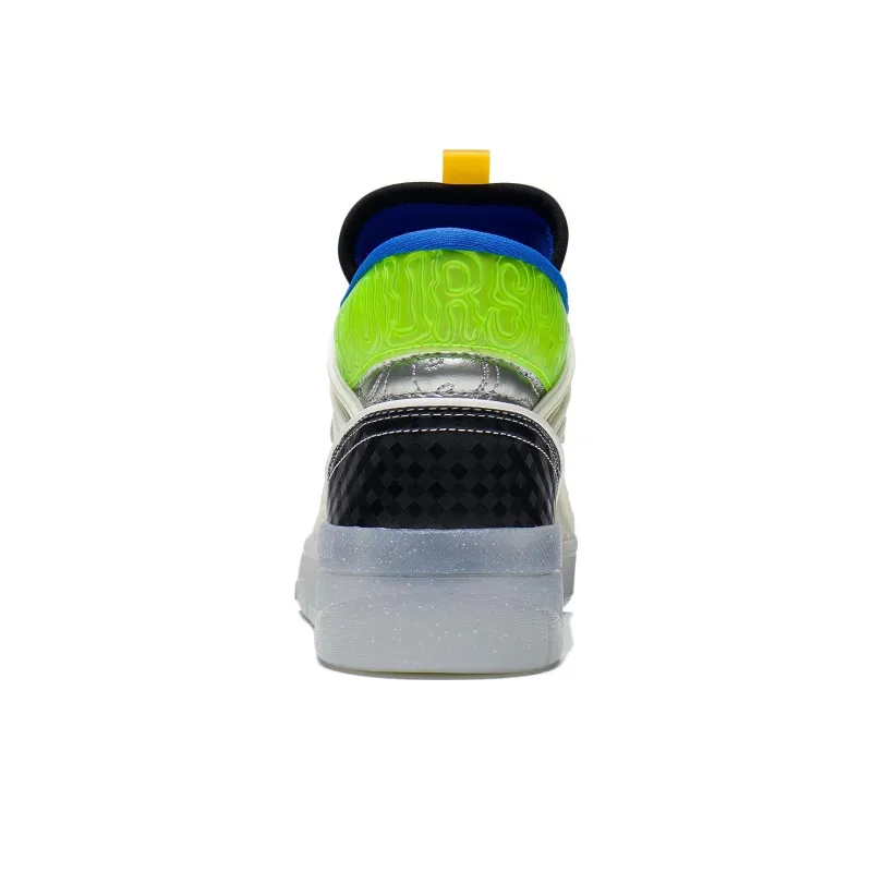 LiNing Wave Mid Party Anti Slip Wear Resistant Mid Top Skateboard Shoes Women's White Black Blue-5