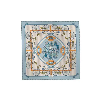 HERMES Silk Silk Scarves Unisex Blue Claire/Beige Dore/White