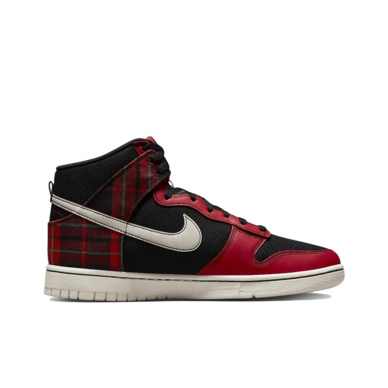 Nike Dunk High Se Tartan Plaid Black University Red-1