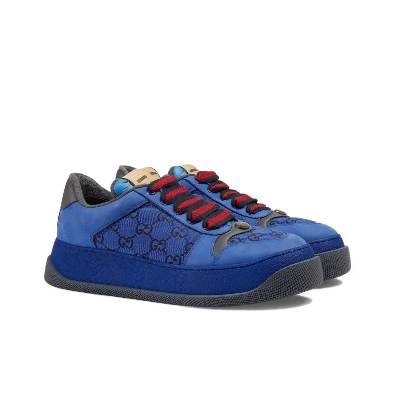 GUCCI Screener Distressed Shoes Low Top Casual Shoes Men's Blue-2