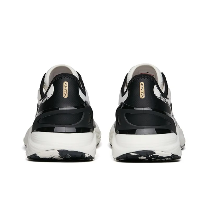 Anta Tron 2.0 Cushioned Anti Slip Wear Resistant Breathable Lightweight Low Top Running Shoes Men's Black White-3