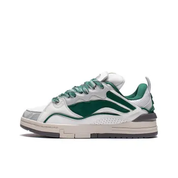 LiNing Wave Golden Slip Resistant Cushioning Wear Resistant Low Top Skateboard Shoes Men's White Green