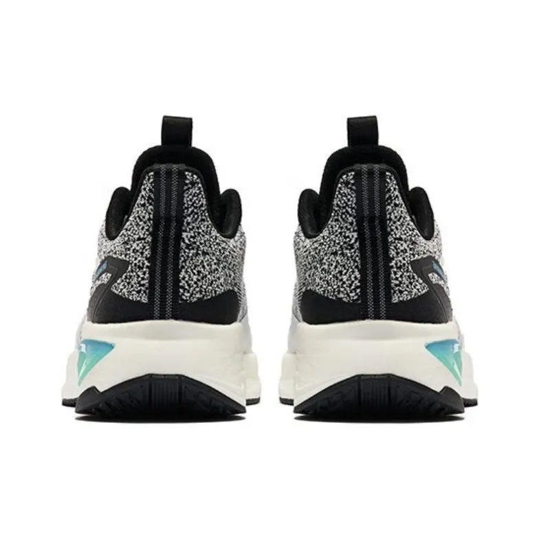 QIAODAN Blazing Plume Slip Resistant Cushioning Wear Resistant Low Top Running Shoes Men's White Black Cyan-5