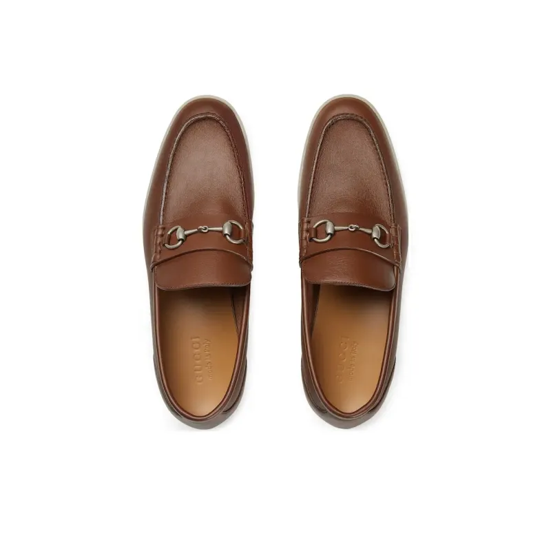 GUCCI Horsebit Loafers Men's Brown-3