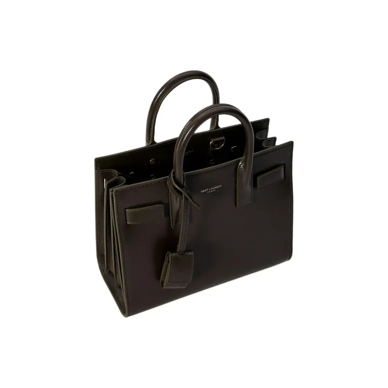 SAINT LAURENT SAC DE JOUR Calfskin Shoulder Bag, Crossbody Bag, Handbag Trumpets Women's Moss Green-2