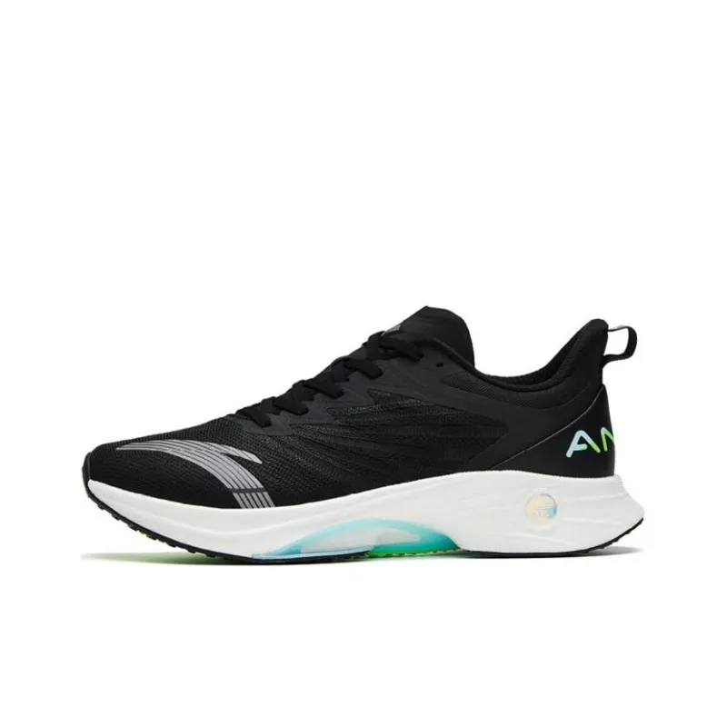 Anta MACH 3.0 Anti Slip Wear Resistant Low Top Running Shoes Men's Black Green-0