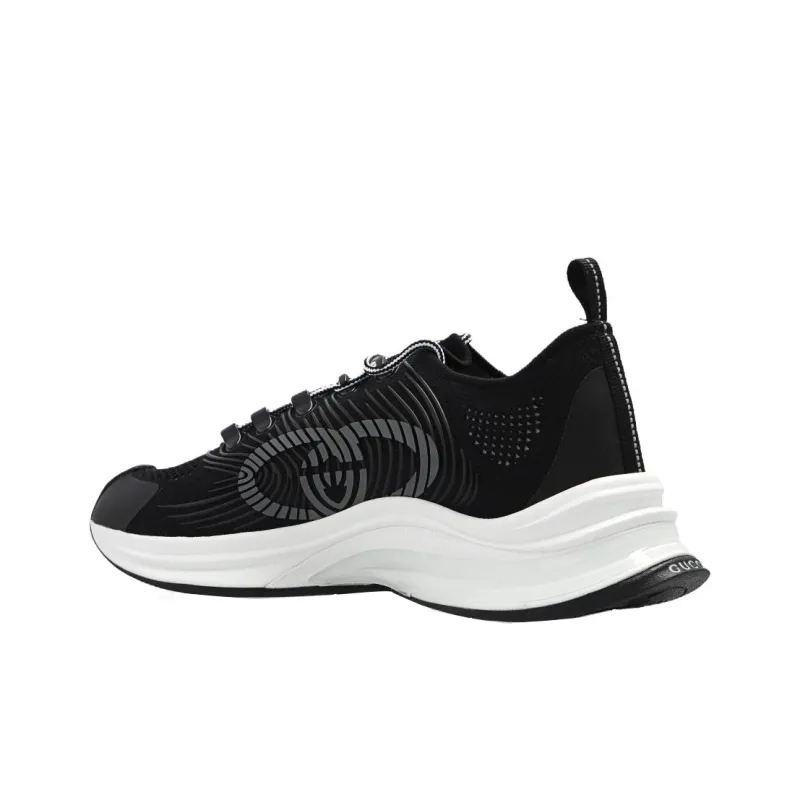 GUCCI RUN Low Top Casual Shoes Men's Black White-3