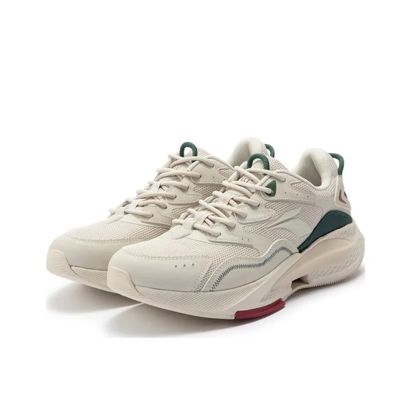 361° Type Anti Slip Wear Resistant Low Top Running Shoes Men's White Green-2