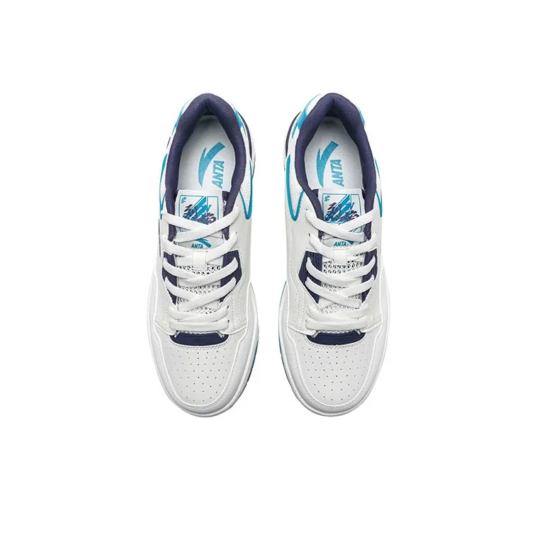 Anta Flame 4.0 Anti Slip Wear Resistant Low Top Skateboard Shoes Men's White Blue-3