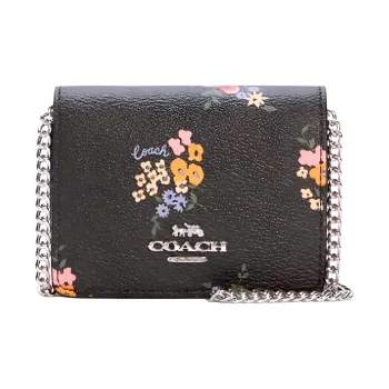 COACH Leather Clutch Wallet Shoulder Bag Crossbody Bag Mini Women's Black
