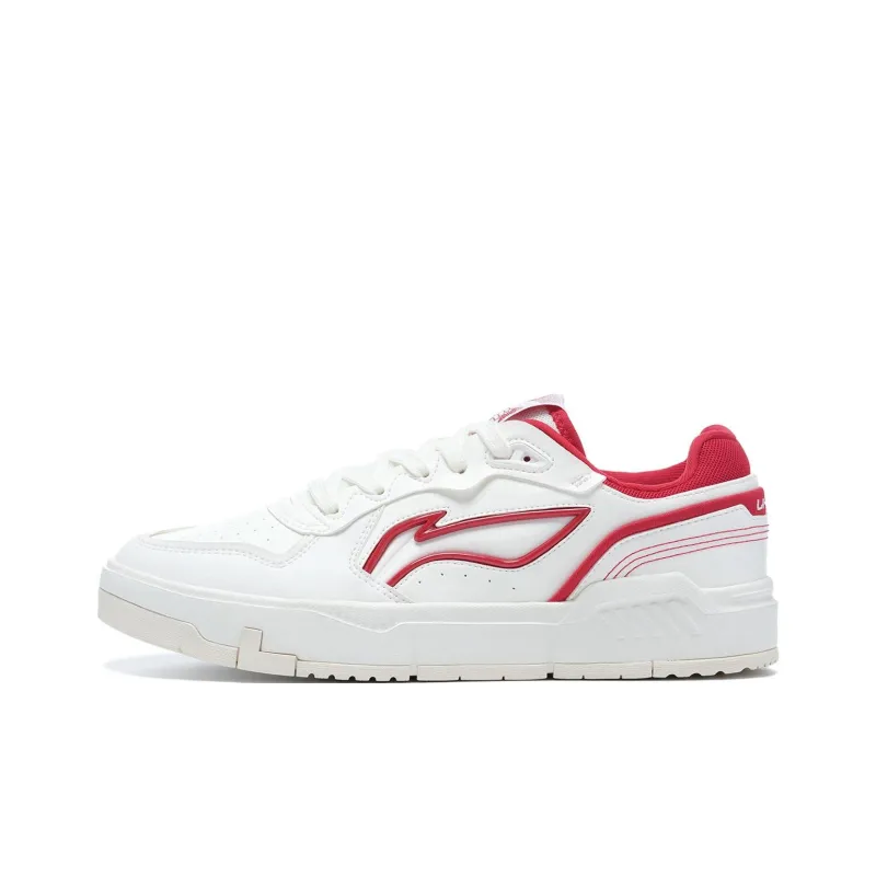 LiNing Qingchao Anti Slip Wear Resistant Low Top Skateboard Shoes Men's White Red-0