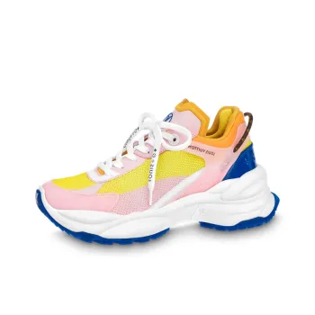 LOUIS VUITTON Run 55 Slip Resistant Low Top Sports Casual Shoes Women's Yellow Pink