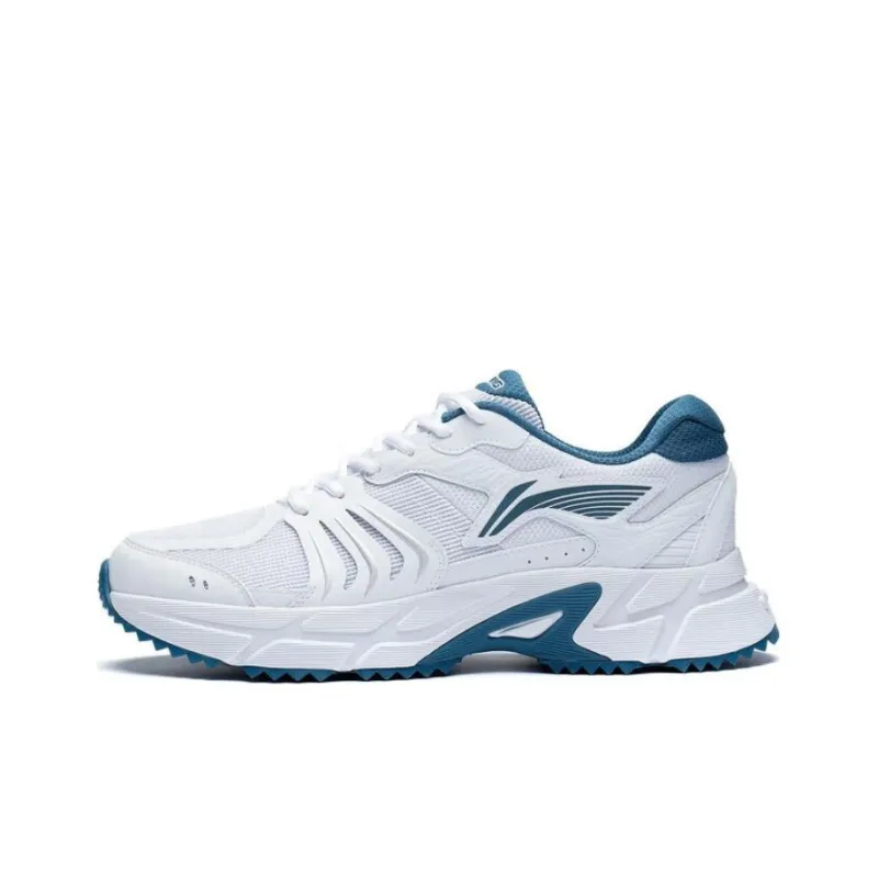 LiNing Pick Up The Light Abrasion Resistant Breathable Low Top Running Shoes Men's White Blue-0