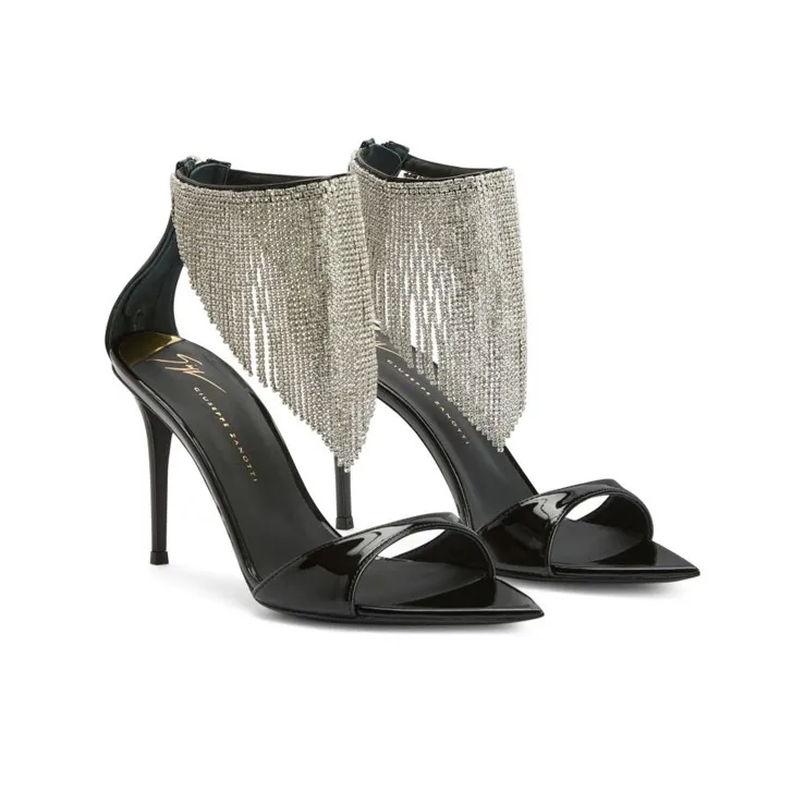 giuseppe zanotti Intriigo 90mm Crystal-fringe Sandals-3