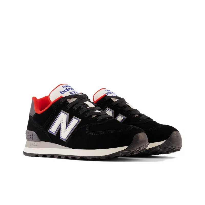 New Balance 574 Black White Varsity Red Women's-2
