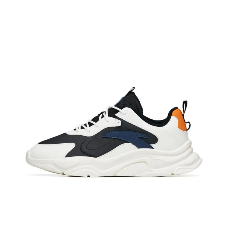 Anta Life Collection Little Millennium 2.0 Wear Resistant Slip Resistant Low Top Casual Shoes Men's White Black Orange-0