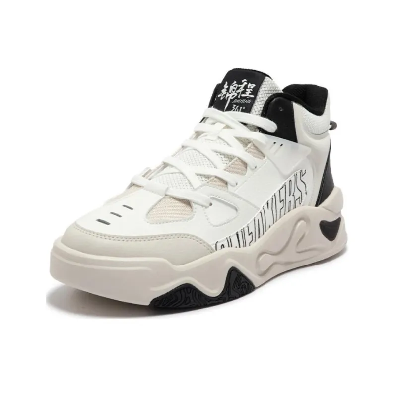 361° Jincheng Wear resistant And Lightweight High Top Skateboard Shoes Men's White Black-1